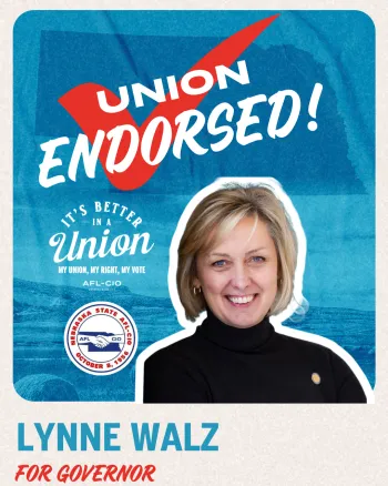 Nebraska State AFL-CIO endorsement graphic for governor.