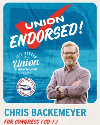 Nebraska State AFL-CIO endorsement graphic for congress CD-1.