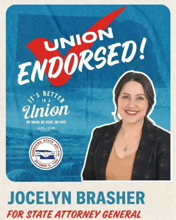 Nebraska State AFL-CIO endorsement graphic for State Attorney General.